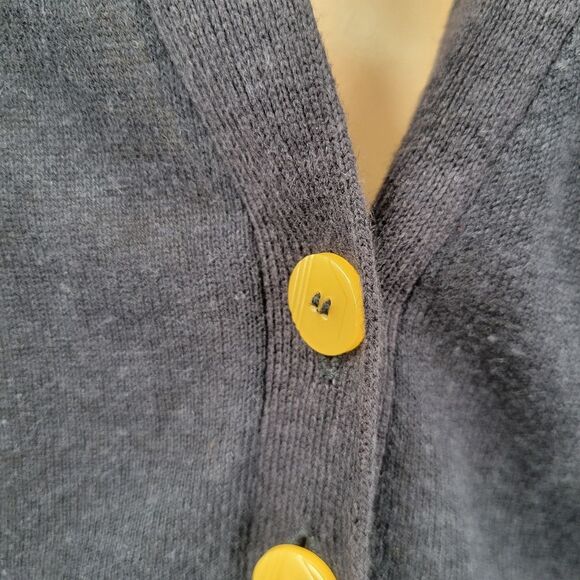 Sparrow Anthropologie Navy Blue Polka Dot Accent Cardigan Sweater Silk Linen - Picture 4 of 10